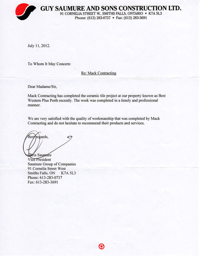 References Letter