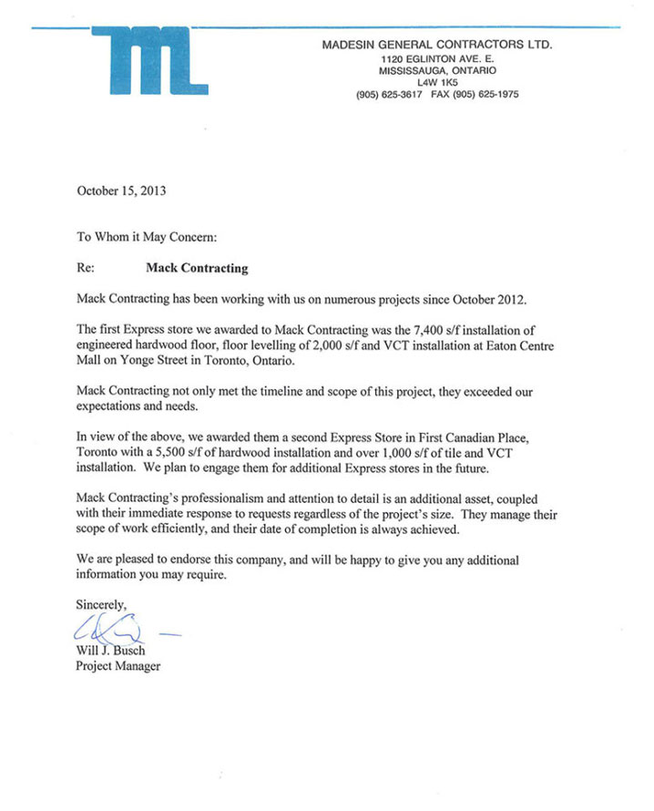 References Letter