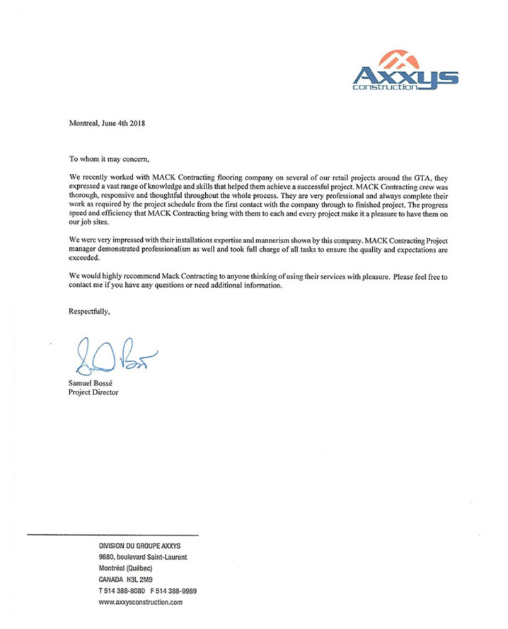 References Letter