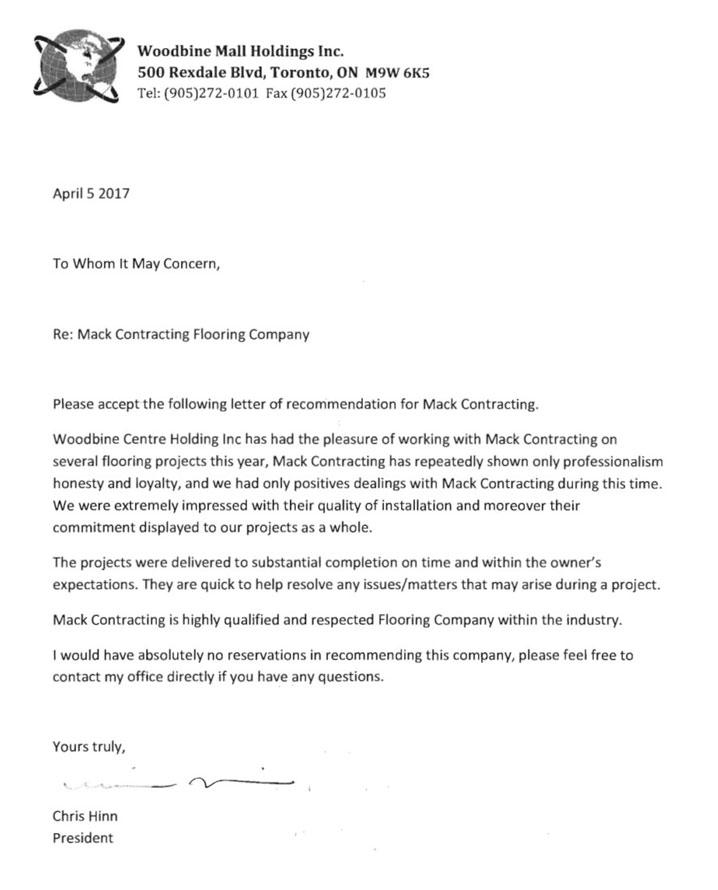 References Letter